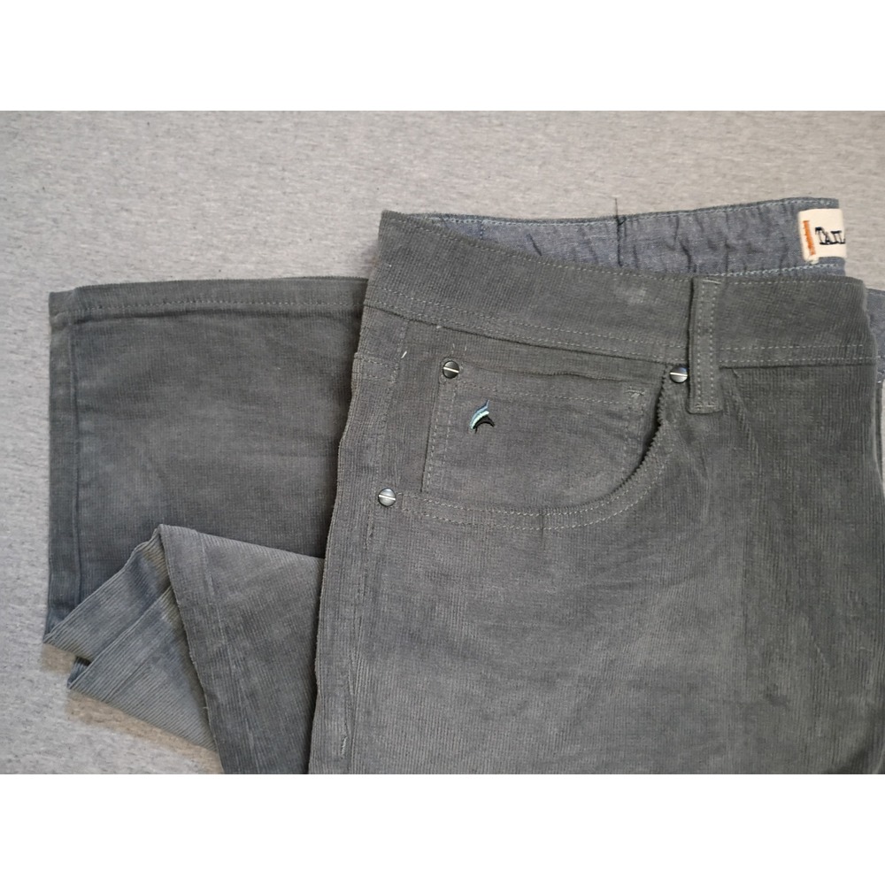 Tailor Vintage Mens 38x30 Canaan Slim Fit Corduroy Pants Gray Stretch Trousers
